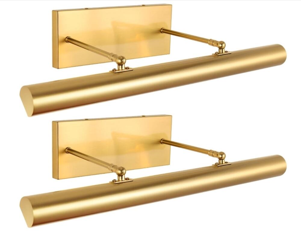 24" Gold Picture Lights Hardwired 3-Light Adjustable Wall Sconce 2 Pack